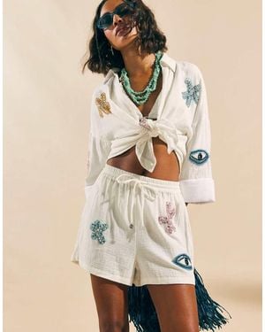 River Island Embellished Beach Shorts - Natural