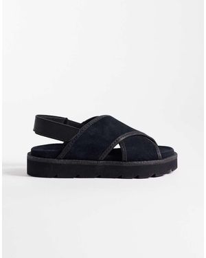 Clarks Sandalias Negras Con Correas Cruzadas De Ante Meare De -Negro - Azul