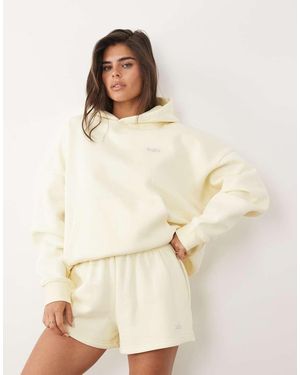 Kaiia Cotton Rich Silver Hardware Logo Oversized Hoodie - Natural