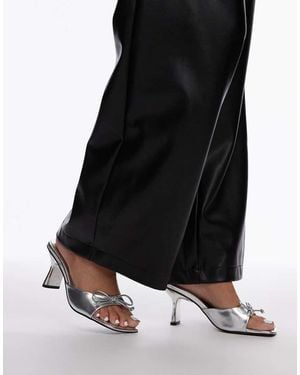 TOPSHOP Gem Heeled Mules With Bow - Black