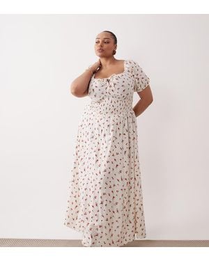 Esmee Curve Puff Sleeve Tie Front Maxi Beach Dress - Pink