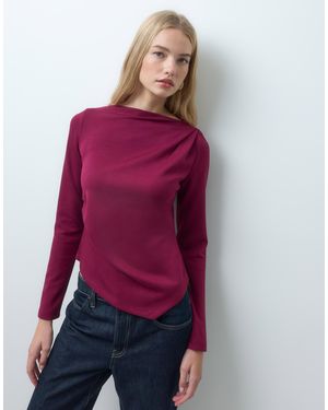 Vero Moda Boatneck Asymmetric Long Sleeve Top - Purple