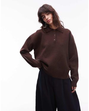 Nia Marlowe Long Sleeve Collared Jumper - Brown