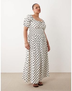 Esmee Curve Tie Front Puff Sleeve Beach Maxi Dress - White
