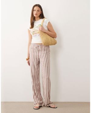 ONLY Tie Waist Pants With Linen - Natural
