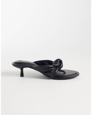 ASOS Heartbreak Premium Knotted Heeled Toe Thongs - Black