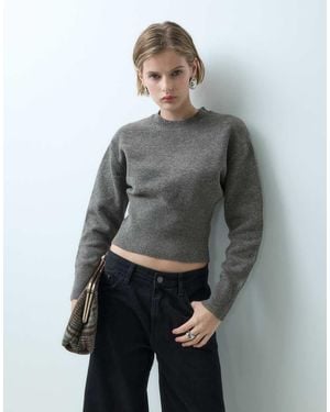Noisy May Cinch Waist Knitted Jumper - Grey