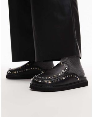 Tommy Hilfiger Embellished Stud Detail Mules - Black