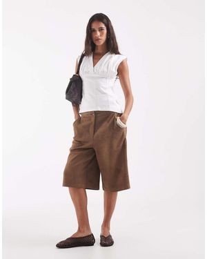 ONLY Faux Suede Bermuda Shorts - Natural