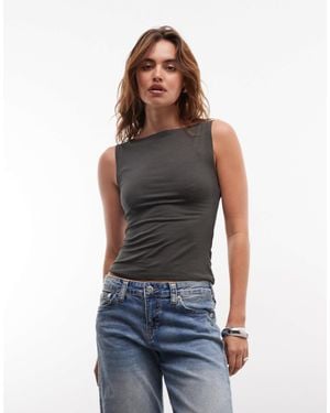 Weekday Annie Super Soft Boat Neck Tank Top - Blue