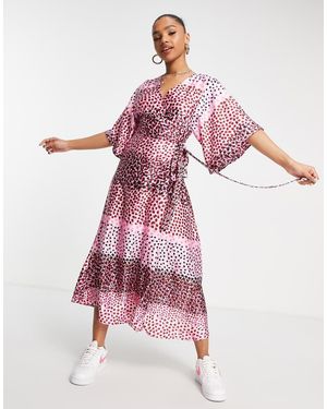 Liquorish Wrap Midi Dress - Pink
