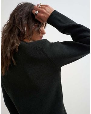 TOPSHOP Gebreide Trui Met Schoudervullingen - Zwart