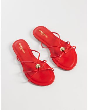 Glamorous Sandales plates avec détail doré - Rouge