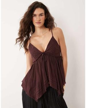 Miss Selfridge Hanky Hem Cami Top - Purple