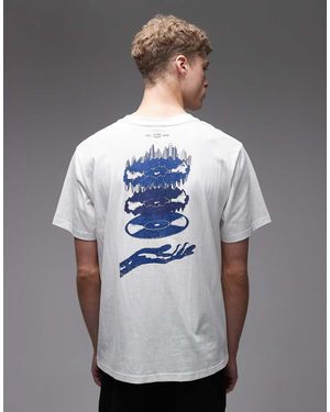 Rhythm T-Shirt Bianca Con Grafica Vintage - Grigio