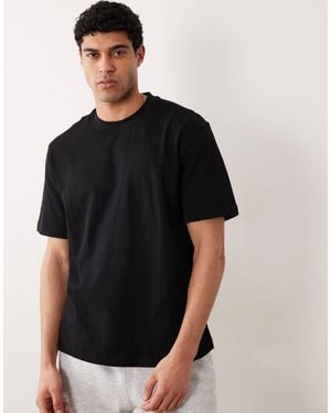 Mango 100% Cotton Relaxed Fit Crew Neck T-shirt - Black