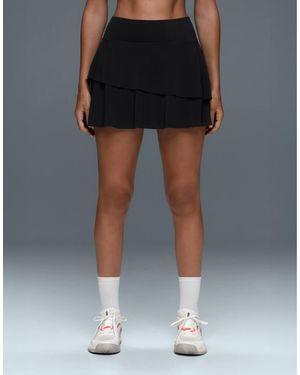 Oysho Ruffled High Rise Compressive Mini Skirt - Black