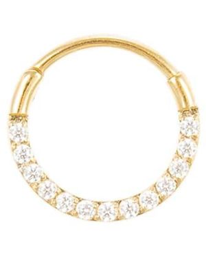 Lovisa Pendiente De Aro De 8 Mm De Titanio Chapado En Oro Con Cierre De Bisagra Y Circonitas De - Blanco