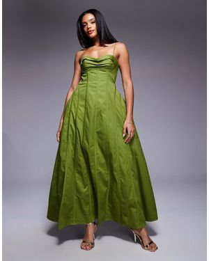 ASOS Cotton Sateen Midi Dress - Green