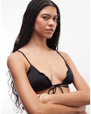 Weekday – mix and match – vorn gebundenes triangel-bikinioberteil - Schwarz