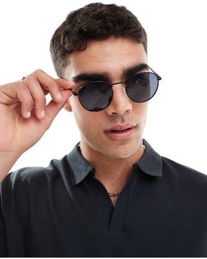 Jack & Jones Metal Frame Round Sunglasses - Black