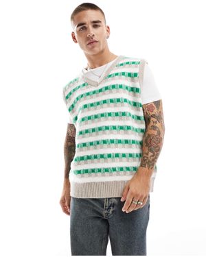 Cotton On – mehrfarbige strickweste im vintage-stil - Grün