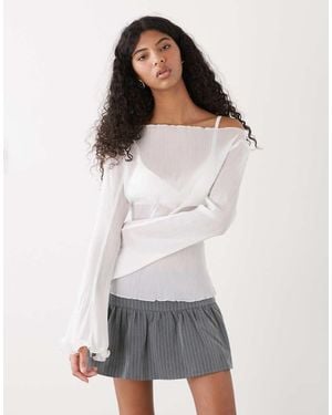 Monki Top Transparente Vaporoso De Manga Larga De - Gris