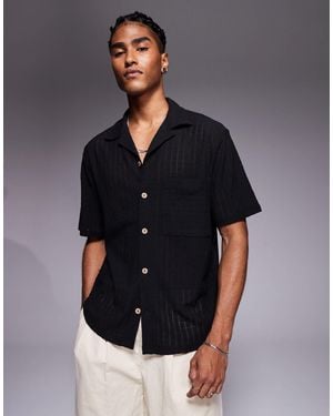 River Island Revere Collar Textured Shirt - Gray