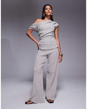 River Island Textured Wide Leg Trouser - Purple