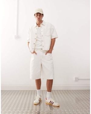 Reclaimed Vintage Denim baggy Shorts Co-ord With Tobacco Stitching - Natural