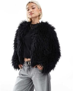 Threadbare Chaqueta Negra De Borreguito Sintético De - Negro
