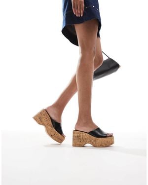Bershka Cork Flatform Sandals - White