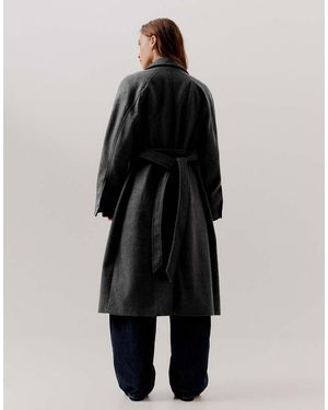 Bershka Cappotto Lungo Morbido Con Cintura E Nero