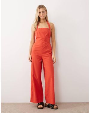 ASOS Halter Neck Jumpsuit - Red