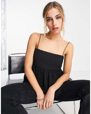 Envii Top De Tirantes Con Diseño Floral Grabado Y Sobrefalda De - Negro