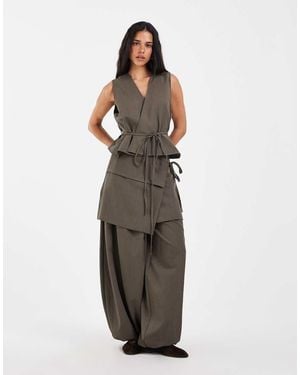 Muse Assembly Tie Detail Milly Trousers - Grey