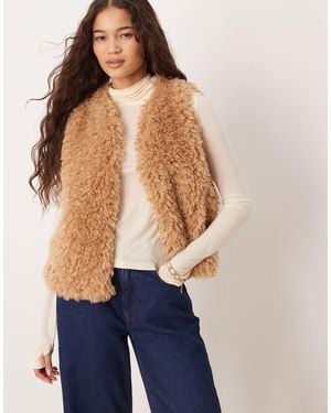 Threadbare Faux Fur Shearling Gilet - Blue