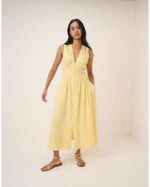 Nobody's Child Starlight Cotton Sleeveless Bodice Detail Midi Dress - Natural