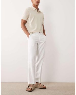 Abercrombie & Fitch Pleated Straight Leg Trousers - Natural