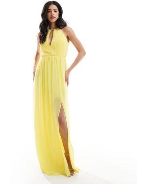 TFNC London High Neck Maxi Dress With Cut Out Detail - Metallic