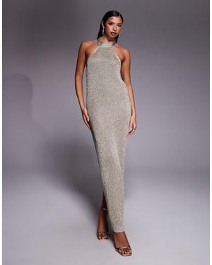 JLUXLABEL Vestido Largo Con Cuello Halter Echo Of Light De - Gris