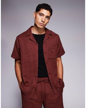 South Beach Cotton Jacquard Shirt - Red