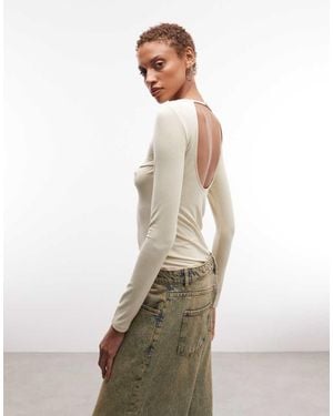 Weekday Open Back Long Sleeve Top - Natural