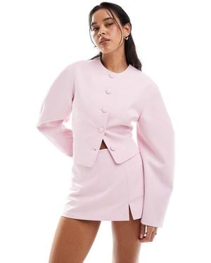 ASOS Cocoon Sleeve Collarless Blazer - Pink