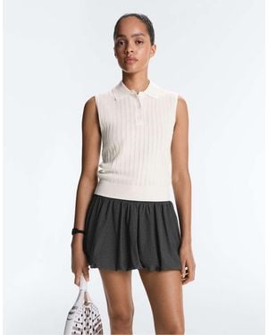 Oysho Sleeveless Open Knit Jumper - White
