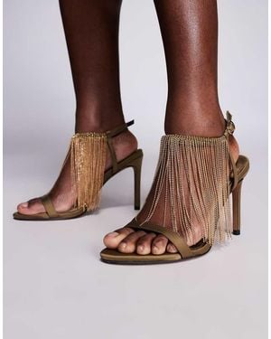 ASOS Noelle Embellished Fringe High Heeled Sandals - Brown