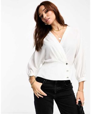 River Island Tux Style Wrap Blouse - White