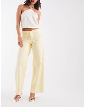 Motel Cursia Wide Leg Side Tie Trousers - Natural