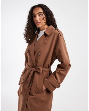 Vero Moda Langer trenchcoat mit gürtel - Braun