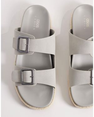 ASOS Two Strap Sandals With Buckles - Gray